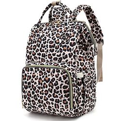 Xunteny Baby Changing Bag Backpack for Moms Girls Boys, Women Waterproof Large Maternity Nappy Diaper Bags (Leopard)