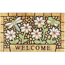 CHICHIC Paillasson de Bienvenue – Tapis d’entrée extérieur pour Maison, seuil, entrée – Antidérapant, Robuste, Profil Bas avec Dos en Caoutchouc – Motif Libellule, 43 x 76 cm
