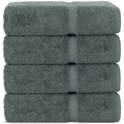 Chakir Turkish Linens Toallas turcas Hotel y SPA, 100% algodón, Suaves y absorbentes, 4 Piezas, Color Gris Oscuro