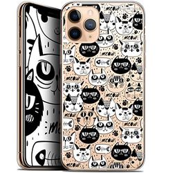 Caseink Fodral för Apple iPhone 11 Pro Max (6.5) Gel HD [tryckt i Frankrike - iPhone 11 Pro Max fodral - mjukt - stötskydd] Svart katt vit katt