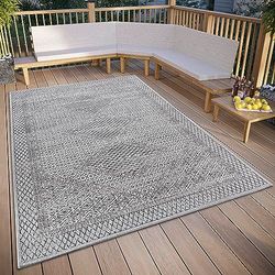 freundin Home Collection Sophie Tapis d'intérieur et d'extérieur Oriental – Vintage tissé Plat Classique, résistant aux intempéries, pour salon, couloir, Balcon, terrasse, Jardin – Gris, 200 x 290 cm