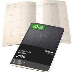 SIGEL C2685 Monats-Kalenderheft Conceptum 2026, ca. A6, schwarz: Agenda Conceptum, Classic, Softcover