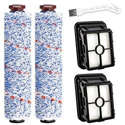 Vacuum Multi-Surface Brush Rolls and 1866 Vacuum Filters Replacement for Bissel CrossWave Vacuum (2 Pack Blue Tangle-Free Cleaner Brush Roller & 2 Pack 1866 Filters)