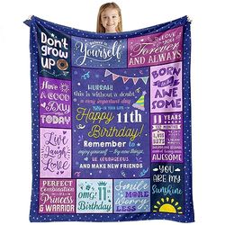 puekrtoa Cadeaux d'anniversaire pour Filles de 11 Ans, décorations de 11e Anniversaire, Cadeaux pour Filles de 11 Ans – Couverture 152,4 x 127 cm
