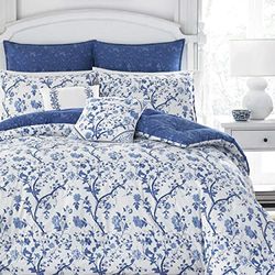 Laura Ashley Elise Bonus Comforter Set, Full/Queen, Blue