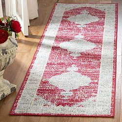 SAFAVIEH Montage Collection MTG373P Tapis Aleah Tapis multiusage intérieur/extérieur en polypropylène tissé Rose/Gris 62 x 240 cm 62 X 240 cm Rose/Gris.