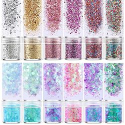 Lumeiy LU006-12SE-Bag hologram-glitter, 12 kleuren, voor lichaam, gezicht, haar, ogen, feest, schoonheid, make-up, nail art, decoratief, schilderen,
