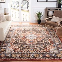SAFAVIEH Tapis Traditionnel Pour Salon, Salle à manger, Chambre à coucher - Bijar Collection, Tapis à poil court, Marron et rouille, 91 X 152 cm