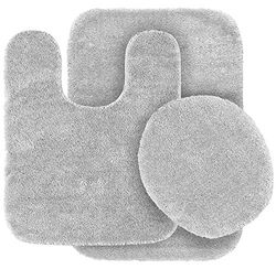 Kids Zone Home Linen Juego de 3 Alfombrillas de baño Plateadas/Gris Claro, supersuaves, Antideslizantes, Suaves
