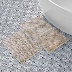 Laura Ashley Tapis de Beurre, Tapis de Bain Chenille Doux, décoration de Salle de Bain | Absorbant l'eau et Lavable en Machine, Polyester, Lin, 0,3 x 0,8 m (rectangulaire)
