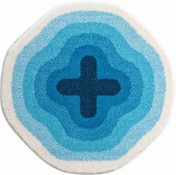 Grund Design badmat KARIM RASHID, Ultrazacht en absorberend, Antislip, 5 jaar garantie, KARIM 03, Badmat 90 cm rond, blauw
