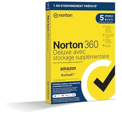 Norton 360 Deluxe + 50 Go de sauvegarde cloud supplémentaire |5 Appareils | 1 An d'Abonnement en renouvellement automatique | Exclusivité Amazon*