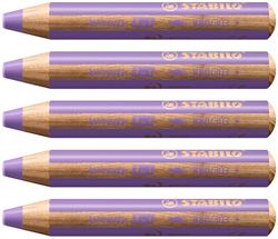 STABILO woody 3-in-1 - Multi-Talented Pencil - Pack of 5 - Pastel Lilac