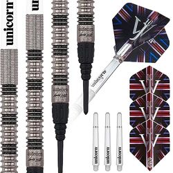 Unicorn Soft Tip Darts Set | James 'The Machine' Wade Premier | 70% Natural Tungsten Barrels | 18 g