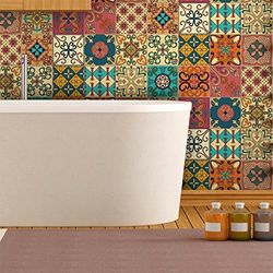 Ambiance Sticker Self-Adhesive Decorative Wall Decal Cement Tile for Bathroom and Kitchen Ornements Artistiques Design - Pack of 9 Stickers of 15 x15 cm