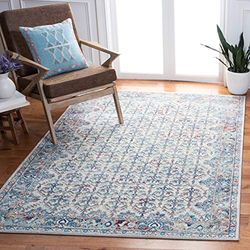Safavieh Brentwood Collection Tapis de Transition à Poils Courts Ivoire et Bleu 91 x 152 cm