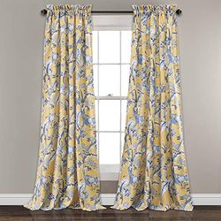 Lush Decor Cortinas de cores conjunto janela de escurecimento de quarto para sala de estar, sala de jantar, quarto (par), poliéster, amarelo, painel 84" x 52"