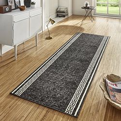 HANSE Home Tapis de Couloir CASA 80 x 500 cm – Tapis de Couloir Doux et Moderne pour Couloir, Chambre à Coucher, Chambre d'enfant, Salle de Bain, Salon, Cuisine – Noir