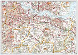 Dartford - DA - Postcode Wall Map - Plastic Coated
