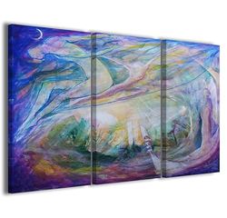 Stampe su Tela Cuadro abstracto exclusivo 006 cuadros modernos 120 x 90 cm en 3 paneles ya enmarcados