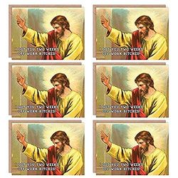 Wee Blue Coo Christmas Cards x6 Rude Jesus Alternative Adult Work Set Xmas Cards