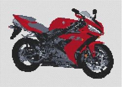 Yamaha R1 Motorcycle/motor bike Cross Stitch Kit - Red