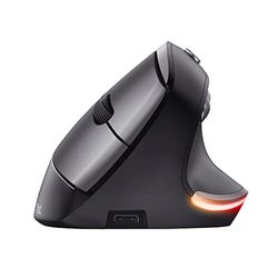 Trust Bayo Ratón Vertical Recargable con Diseño Sostenible, Reducir la Tensión en Muñecas y Brazos, 800-2400 dpi, 6 Botones, Ratón Inalámbrico Ergonómico para PC, Ordenador Portátil, Mac, Negro