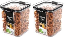 Sistema Ultra Tritan Airtight Pantry Storage Container, 920 ml Square Food Storage Container, Stackable with Locking Clips, BPA-Free, Clear with Black Accents (Pack of 2)
