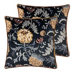 Evans Lichfield Chatsworth Artichoke Velvet Piped Feather Filled Cushion - Twin Pack