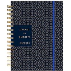 DRAEGER Paris Budgetnotitieboek, marineblauw en spiraalbinding, 15,5 x 21 cm, A5, 192 pagina's, financieel beheer, budget, inkomsten, uitgaven, organisatie