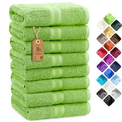 NatureMark Lot de 8 Serviettes de Toilette en Tissu éponge, 100% Coton, Vert Pomme, 50 x 100 cm