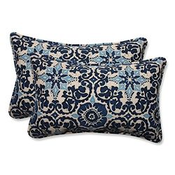 Pillow Perfect Outdoor/Indoor Xilografia Prisma Rettangolare Throw Pillow (Set of 2), Blu