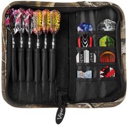 Casemaster Deluxe Dartfodral i nylon för stål och mjuka spetspartar, rymmer 6 dart och har 8 fickor för tillbehör som flyg, axlar och tips