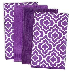 DII Multi-Purpose Microfiber, Eggplant Lattice, Dishtowel Set