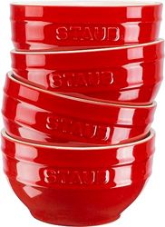 STAUB Ceramique - Ciotole per cereali, 400 ml, 4 pezzi, ciotole da portata, ciotole da dessert, in ceramica, colore rosso, 12 cm