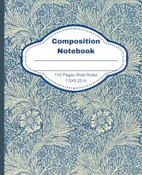 Vintage Dark blue: composition notebook wide ruled blue vintage