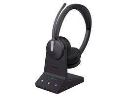 Yealink WH64 Dual Teams Headset inklusive basstation - Optimerat för Microsoft Teams, tvåörondesign, brusreducering, USB-anslutning