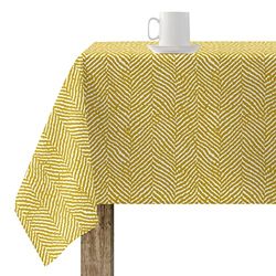 BELUM | Tablecloth 250 x 140 cm Resin Stain-Resistant Model Alexandria Mustard, No Rubber Tablecloth, No Rigidity, Cotton Touch Tablecloth