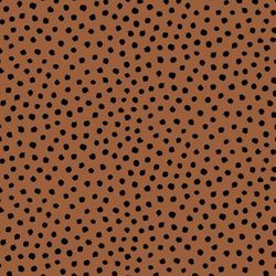Hanabi En Jersey à Pois et rayures-200 g/m² -Environ 150 cm, 95% Coton, 5% élasthanne, Cognac