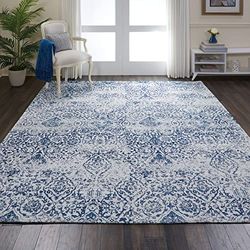 Nourison DAS06 Damask Rug, Ivory Navy 3.05m x 2.44m