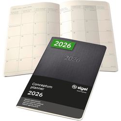 SIGEL C2684 Monats-Kalenderheft Conceptum 2026, ca. A5, schwarz: Agenda Conceptum, Classic, Softcover