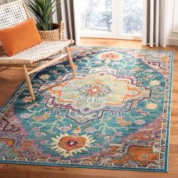 Safavieh Boho indoor geweven rechthoekig tapijt, Crystal Collection, CRS501, in groenblauw/roze, 122 x 183 cm voor woonkamer, slaapkamer of elke binnenruimte