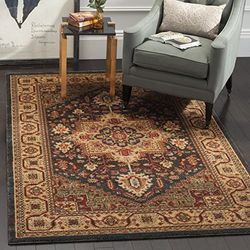 Tapis rectangulaire d'intérieur traditionnel tissé , collection Mahal, MAH656, en bleu marine / beige, 201 X 279 cm pour le salon, la chambre ou tout autre espace intérieur par SAFAVIEH.