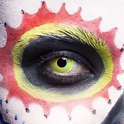 Boland - Lentilles mensuelles UV Flash, 1 paire de lentilles de contact souples, reflètent la lumière UV, pas de correction de la vue dans une boîte en PVC, Halloween et Carnaval