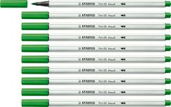 Premium fiberpenna - STABILO Pen 68 brush ask med 10 Ljusgrön