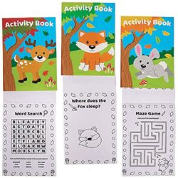 Baker Ross FX157 Woodland Animal Mini Activity Books - Pack of 12, Entertaining Travel Activities, Party Favours, and Colouring Books for Children