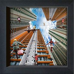 International Graphics Ingelijste briefkaart - MAILO/M-L VAREILLES - ''TJ Plus Skin : Hong-Kong' - 16 x 16 cm - zwarte lijst