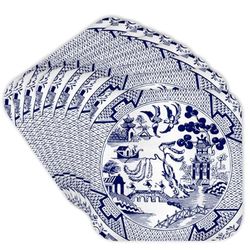 3drose CST 262242 2 Motif saule détail Blanc, Lot de 8 dessous-de-verre souple, Bleu