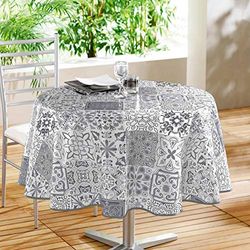 Douceur d'Intérieur Toalha de mesa redonda (0) 160 cm PVC estampado persa, cinzento, cloreto de polivinil