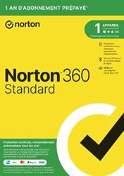 Norton 360 Standard 2024 |1 Appareil | 1 An d'abonnement | Secure VPN - Password Manager | Sauvegarde cloud pour PC |PC/Mac/iOS/Android - Envoi par la poste